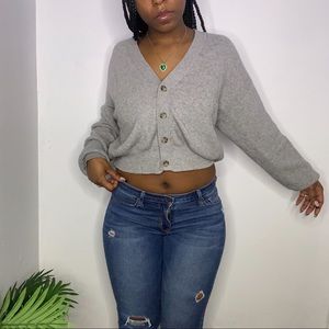 Forever 21 Gray Cropped Cardigan